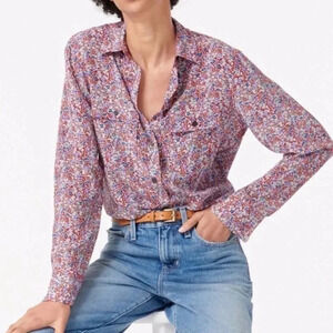 J Crew Women's Classic Fit Silk Shirt Long Sleeve Button Up Floral Small